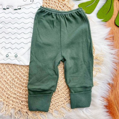 CONJ. DE MALHA 3 PEÇAS -  My Little Dino - Off White e Verde Militar